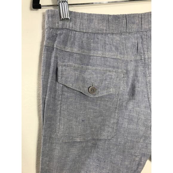Theory Northsound Tierra Wash Linen Blend Pants Blue Cropped Pockets Lightweight - Picture 6 of 8